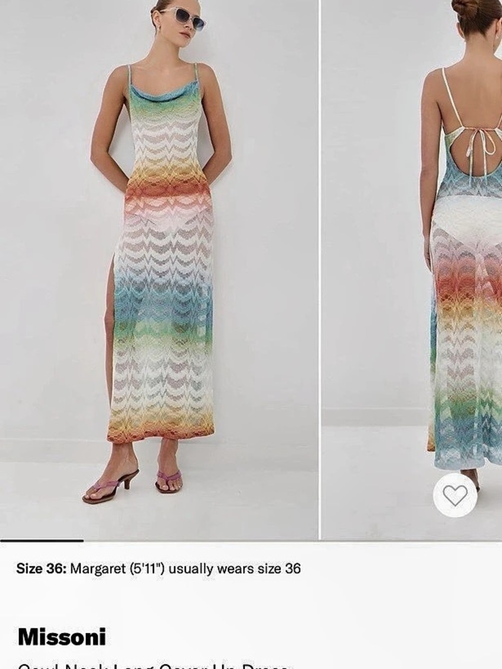 Missoni Cowl Neck Long Cover Up Dress Maxi Dress in Multicolor Size 44 - Picture 3 of 4